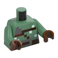 Torse, bracelet brun foncé pixelisé, ceinture, motif imprimé boucle de ceinture argentée, bras vert sable, mains brun rougeâtre (Torso, Pixelated Dark Brown Strap, Belt, Silver Belt Buckle Print, Sand Green Arms, Reddish Brown Hands)