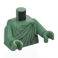 Torse, motif imprimé togo vert foncé, bras et mains vert sable (Torso, Dark Green Togo Print, Sand Green Arms and Hands)