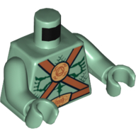 Visuel indicatif Rebrickable de Muscles de torse, écailles, ceintures et médaillon imprimé, bras et mains vert sable (Torso Muscles, Scales, Belts and Medallion Print, Sand Green Arms and Hands)