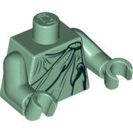 Robe de torse / toga avec des détails noir et vert foncé motif imprimé (dame liberté), bras et mains vert sable (Torso Robe / Toga with Black and Dark Green Details Print (Lady Liberty), Sand Green Arms and Hands)