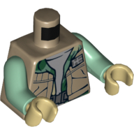 Visuel indicatif Rebrickable de Torse, gilet et chemise de camouflage et sous-vêtement gris bleuté foncé motif imprimé, bras vert sable, mains beiges (Torso, Vest and Camouflage Shirt and Dark Bluish Gray Undershirt Print, Sand Green Arms, Tan Hands)