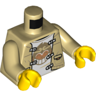 Torse, veste, chemise blanche, pinces, singe grinçant motif imprimé, bras beiges, mains jaunes (Torso, Jacket, White Shirt, Clamps, Grinning Monkey Print, Tan Arms, Yellow Hands)