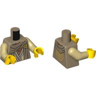 Visuel indicatif Rebrickable de Torse, cape beige foncé, robe avec bordure blanche, motif imprimé, bras beiges, mains jaunes (Torso, Dark Tan Cape, Robe with White Trim, Print, Tan Arms, Yellow Hands)
