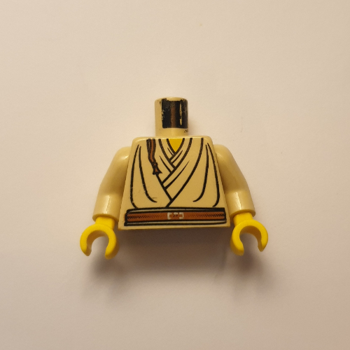 Visuel indicatif Rebrickable de Torse, chemise en couches, ceinture marron et motif imprimé de tresse de padawan (obi-wan), bras beiges, mains jaunes (Torso, Layered Shirt, Brown Belt and Padawan Braid Print (Obi-Wan), Tan Arms, Yellow Hands)