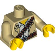 Visuel indicatif Rebrickable de Torse, veste, chemise blanche, Bandolier et motif imprimé boucle argentée (Jake Raines), bras beiges, mains jaunes (Torso, Jacket, White Shirt, Bandolier and Silver Buckle Print (Jake Raines), Tan Arms, Yellow Hands)