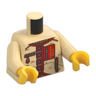 Torse, veste, garniture rouge/rouge foncé, fermetures éclair imprimées, bras beiges, mains jaunes (Torso, Jacket, Red/Dark Red Trim, Zippers Print, Tan Arms, Yellow Hands)