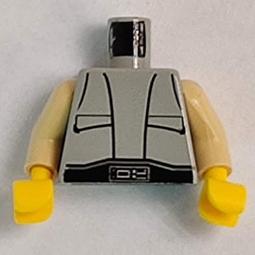 Visuel indicatif Rebrickable de Torse, poche-gilet et techno-boucle motif imprimé (lobot), bras beiges, mains jaunes (Torso, Pocket-Vest and Techno-Buckle Print (Lobot), Tan Arms, Yellow Hands)