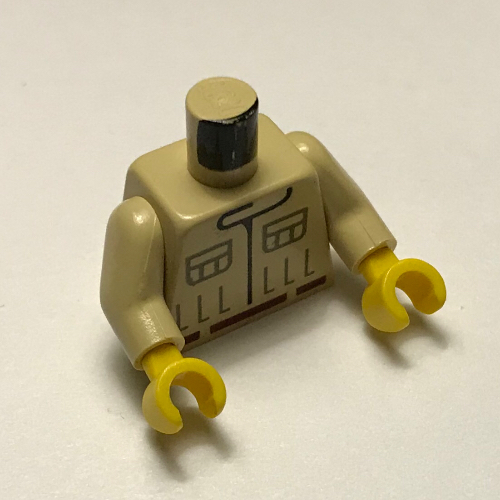 Visuel indicatif Rebrickable de Torse, chemise avec poches motif imprimé (mécanicien rebelle), bras beiges, mains jaunes (Torso, Shirt with Pockets Print (Rebel Mechanic), Tan Arms, Yellow Hands)