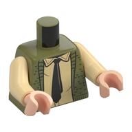 Torse, Pull tricoté, chemise beige, motif : cravate noire, bras beiges, mains nougat clair (Torso, Knitted Sweater, Tan Shirt, Black Tie Print, Tan Arms, Light Nougat Hands)