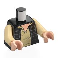 Visuel indicatif Rebrickable de Torse, veste manches, chemise beige, nougat clair poitrine motif imprimé, bras beiges, mains nougat clair (Torso, Sleeves Jacket, Tan Shirt, Light Nougat Chest Print, Tan Arms, Light Nougat Hands)