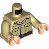 Visuel indicatif Rebrickable de Torse, chemise, Poches, motif : ceinture brun foncé, bras beiges, mains nougat clair (Torso, Shirt, Pockets, Dark Brown Belt Print, Tan Arms, Light Nougat Hands)