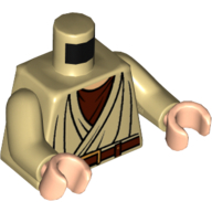 Torse, robe, nougat clair cou, marron ceinture motif imprimé, bras beiges, mains nougat clair (Torso, Robe, Light Nougat Neck, Brown Belt Print, Tan Arms, Light Nougat Hands)