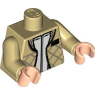 Torse, veste à carreaux avec motif imprimé sous-chemise blanc (Leia), bras beiges, mains nougat clair (Torso, Checkered Jacket with White Undershirt Print (Leia), Tan Arms, Light Nougat Hands)