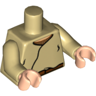 Visuel indicatif Rebrickable de Torse, Tunique, ceinture brune, Nougat clair Col imprimé, bras beiges, mains nougat clair (Torso, Tunic, Brown Belt, Light Nougat Neck Print, Tan Arms, Light Nougat Hands)