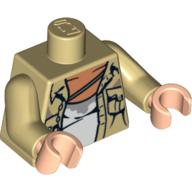 Visuel indicatif Rebrickable de Torse, chemise, ouvert avec 2 poches, motif imprimé maillot de corps teinté, bras beiges, mains nougat clair (Torso, Shirt, Open with 2 Pockets, Stained Undershirt Print, Tan Arms, Light Nougat Hands)
