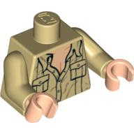 Visuel indicatif Rebrickable de Torse, chemise, col ouvert avec poche motif imprimé, bras beiges, mains nougat clair (Torso, Shirt, Open Collar with Pockets Print, Tan Arms, Light Nougat Hands)