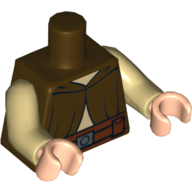 Visuel indicatif Rebrickable de Torse, robe avec sous-chemise beige, Ceinture rougeâtre (Ki-Adi-Mundi), bras beiges, mains nougat clair (Torso, Robe with Tan Undershirt, Reddish Brown Belt Print (Ki-Adi-Mundi), Tan Arms, Light Nougat Hands)