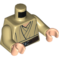 Torse, robe, nougat clair cou, rouge brun ceinture motif imprimé, bras beiges, mains nougat clair (Torso, Robe, Light Nougat Neck, Reddish Brown Belt Print, Tan Arms, Light Nougat Hands)