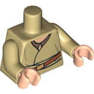 Torse, robe, Ceinture marron avec motif imprimé Boucle d'or, bras beiges, mains nougat clair (Torso, Robe, Brown Belt with Gold Buckle Print, Tan Arms, Light Nougat Hands)