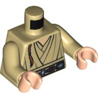 Torse, robe, marron ceinture imprimé et padawan tresse motif imprimé, bras beiges, mains nougat clair (Torso, Robe, Brown Belt Print and Padawan Braid Print, Tan Arms, Light Nougat Hands)