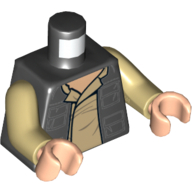 Visuel indicatif Rebrickable de Torse, veste, poches et chemise, avec motif imprimé poches arrière (Han Solo), bras beiges, mains nougat clair (Torso, Jacket, Pockets and Shirt, with Back Pockets Print (Han Solo), Tan Arms, Light Nougat Hands)