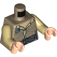 Visuel indicatif Rebrickable de Torse, veste avec chemise beige, ceinture gris bleuté foncé motif imprimé (Leia), bras beiges, mains nougat clair (Torso, Jacket with Tan Shirt, Dark Bluish Gray Belt Print (Leia), Tan Arms, Light Nougat Hands)