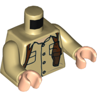 Visuel indicatif Rebrickable de Torse, chemise avec poches, boutons, et rougeâtre marron pistolet holster baudrier motif imprimé, bras beiges, mains nougat clair (Torso, Shirt with Pockets, Buttons, and Reddish Brown Gun Holster Shoulder Harness Print, Tan Arms, Light Nougat Hands)