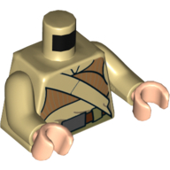 Visuel indicatif Rebrickable de Torse, robe, crop haut orange foncé et motif imprimé ceinture diagonale beige (soldat résistant), bras beiges, mains nougat clair (Torso, Robe, Dark Orange Crop Top and Tan Diagonal Belt Print (Resistance Soldier), Tan Arms, Light Nougat Hands)