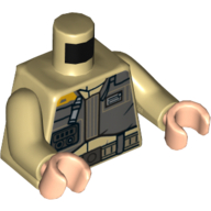 Torse, Veste avec ceintures beige foncé imprimé (Rebel Trooper), bras beiges, mains nougat clair (Torso, Jacket with Dark Tan Belts Print (Rebel Trooper), Tan Arms, Light Nougat Hands)
