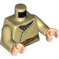 Visuel indicatif Rebrickable de Torse, robe, ceinture, Motif imprimé collier, bras beiges, mains nougat clair (Torso, Robe, Belt, Necklace Print, Tan Arms, Light Nougat Hands)