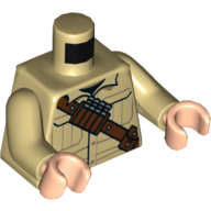 Torse, Chemise, Ceinture d'épaule marron avec motif imprimé Fléchettes, bras beiges, mains nougat clair (Torso, Shirt, Brown Shoulder Belt with Darts Print, Tan Arms, Light Nougat Hands)