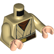Torse, robe, Sous-vêtement brun rougeâtre, Ceinture marron rougeâtre avec motif imprimé Boucle d'or (Obi-Wan), bras beiges, mains nougat clair (Torso, Robe, Reddish Brown Undershirt, Reddish Brown Belt with Gold Buckle Print (Obi-Wan), Tan Arms, Light Nougat Hands)