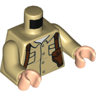 Torse, chemise, poches, holster brun rougeâtre, pistolet motif imprimé, bras beiges, mains nougat clair (Torso, Shirt, Pockets, Reddish Brown Holster, Gun Print, Tan Arms, Light Nougat Hands)