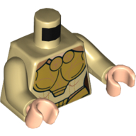 Torse, armure, plastron doré et motif imprimé ceinture, bras beiges, mains nougat clair (Torso, Armor, Gold Chestplate and Belt Print, Tan Arms, Light Nougat Hands)