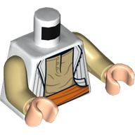 Torse, veste blanche, chemise beige, motif : ceinture orange, bras beiges, bras nougat clair (Torso, White Jacket, Tan Shirt, Orange Belt Print, Tan Arms, Light Nougat Arms)