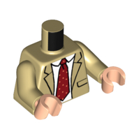 Torse, veste, chemise blanche, motif : cravate rouge foncé, bras beiges, mains nougat clair (Torso, Jacket, White Shirt, Dark Red Tie Print, Tan Arms, Light Nougat Hands)