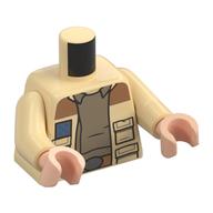 Visuel indicatif Rebrickable de Torse, uniforme de soldat rebelle, veste, insigne, poches, ceinture nougat, motif : chemise beige foncé, bras beiges, bras nougat clair (Torso, Rebel Trooper Uniform, Jacket, Badge, Pockets, Nougat Belt, Dark Tan Shirt Print, Tan Arms, Light Nougat Arms)