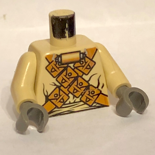 Torse, robe, appareil respiratoire, pansements croisés imprimés (tusken raider), bras beiges, mains gris foncé (Torso, Robe, Breathing Apparatus, Cross Bandoliers Print (Tusken Raider), Tan Arms, Dark Gray Hands)