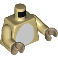 Torse, estomac de fourrure blanche, fermeture à glissière sur le dos motif imprimé, bras beiges, mains beige foncé (Torso, White Fur Stomach, Zipper on Back Print, Tan Arms, Dark Tan Hands)
