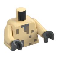 Torse, pixélisé gris bleuté foncé/taches de beige foncé motif imprimé, bras beiges, mains gris bleuté foncé (Torso, Pixelated Dark Bluish grey/Dark Tan Spots Print, Tan Arms, Dark Bluish Gray Hands)