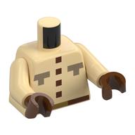 Visuel indicatif Rebrickable de Torse, chemise pixelisée, boutons brun rougeâtre, ceinture, motif imprimé de boutons de beige foncé, bras beiges, mains brun rougeâtre (Torso, Pixelated Shirt, Reddish Brown Buttons, Belt, Dark Tan Buttons Print, Tan Arms, Reddish Brown Hands)