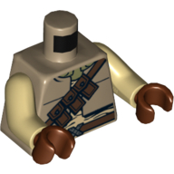Visuel indicatif Rebrickable de Gilet torse à trois poches bandolier imprimé, bras beiges, mains brun rougeâtre (Torso Vest with Three Pocket Bandolier Print, Tan Arms, Reddish Brown Hands)