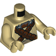 Visuel indicatif Rebrickable de Torse robe, Ceintures marron rougeâtre à travers la poitrine, Appareil respiratoire motif imprimé (Tusken Raider), bras et mains beiges (Torso Robe, Reddish Brown Belts Across Chest, Breathing Apparatus Print (Tusken Raider), Tan Arms and Hands)