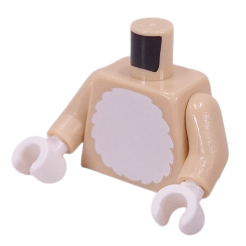 Torse, blanc poitrine fourrée motif imprimé, bras beiges, mains blanches (Torso, White Furry Chest Print, Tan Arms, White Hands)