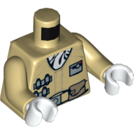 Veste torse avec écharpe blanche et ceinture beige motif imprimé (Hoth Rebel), bras beiges, mains blanches (Torso Jacket with White Scarf and Tan Belt Print (Hoth Rebel), Tan Arms, White Hands)