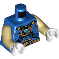 Torse Armure, ceinture d'or et motif imprimé Chi orbe, bras beiges, mains blanches (Torso Armour, Gold Belt and Chi Orb Print, Tan Arms, White Hands)