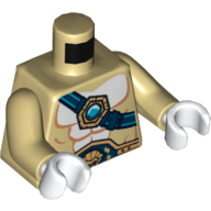 Visuel indicatif Rebrickable de Torse poitrine nue avec lignes de corps, ceinture bleu foncé et motif imprimé Chi orbe, bras beiges, mains blanches (Torso Bare Chest with Body Lines, Dark Blue Belt and Chi Orb Print, Tan Arms, White Hands)
