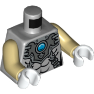 Visuel indicatif Rebrickable de Torse Armure avec Bretelles et Bijou rond Bleu (Chi) imprimé, bras beiges, mains blanches (Torso Armor with Straps and Blue Round Jewel (Chi) Print, Tan Arms, White Hands)