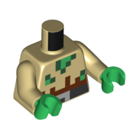 Torse, Carrés vert foncé et vert pixelisés, Motif imprimé ceinture, bras beiges, mains vertes (Torso, Pixelated Dark Green and Green Squares, Belt Print, Tan Arms, Green Hands)
