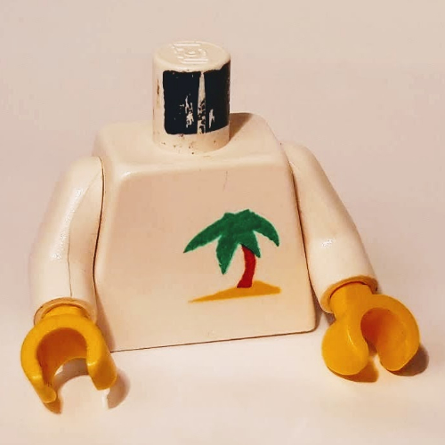 Torse, Palmier imprimé, bras blancs, mains jaunes (Torso, Palm Tree Print, White Arms, Yellow Hands)
